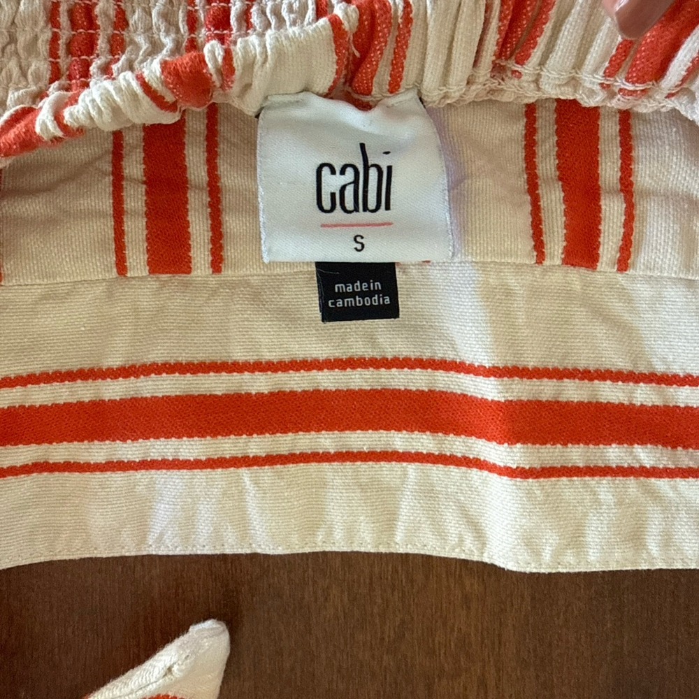 Cabi Brunch Top Adjustable Strap Cotton Linen Blend Sz S Resort Wear Orange - Picture 6 of 8